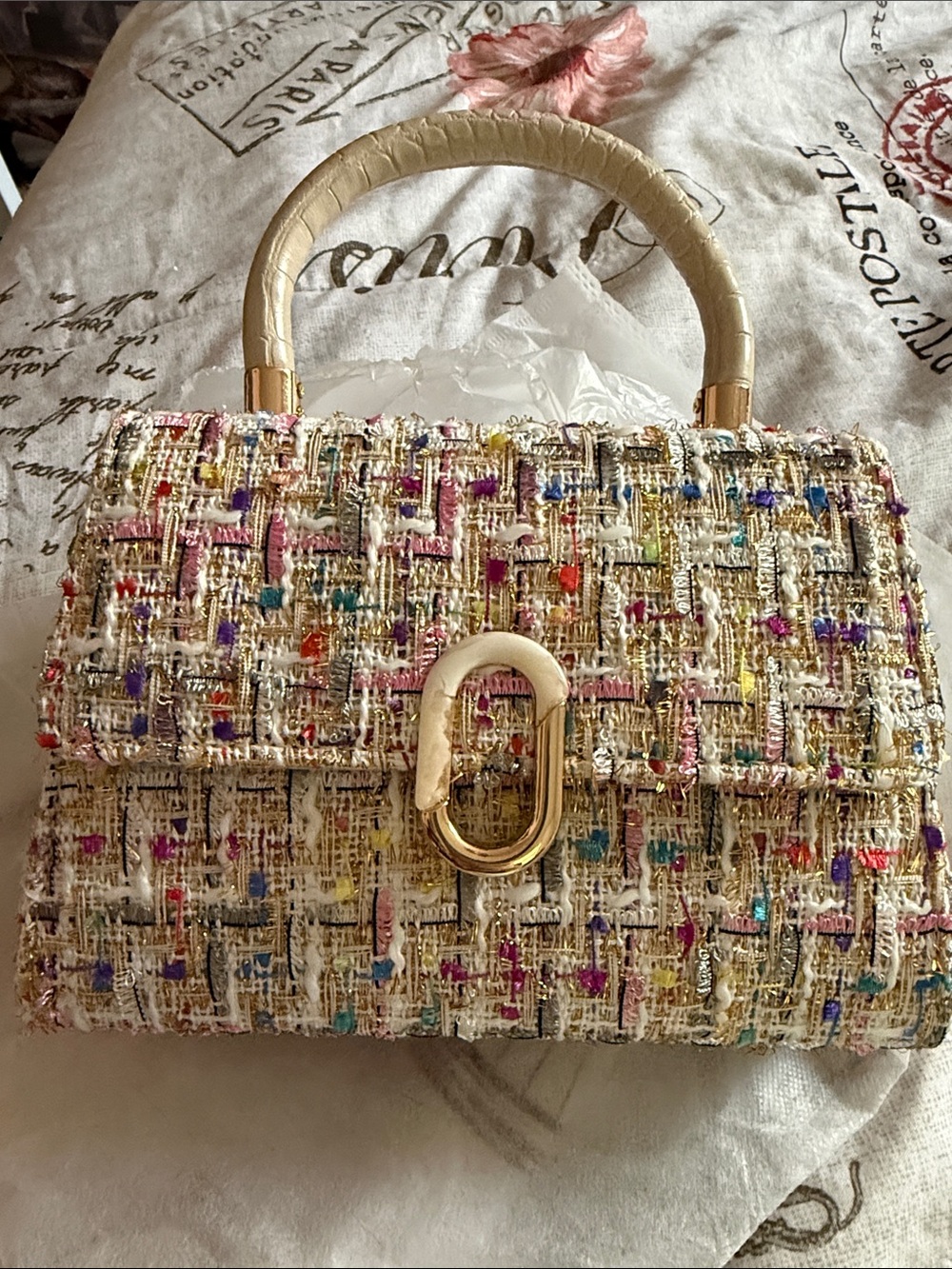 NWT Multicolor Tweed Top-Handle Women's crossbody Bag 9 x 7.5 x 3”